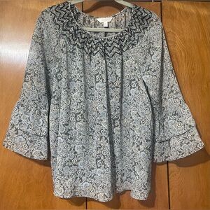 LC Lauren Conrad Monochrome Floral Blouse